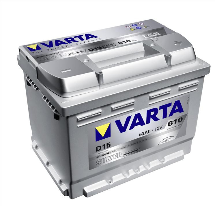 Аккумулятор Varta silver Dynamic 563 400, аккумулятор Varta D15 silver - 63 Ah, габаритные размеры  242x175x190, пусковой ток 610А