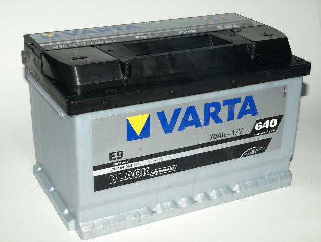 Аккумулятор Varta black Dynamic 570 144, авто аккумулятор Varta E9 Black - 70 Ah, габаритные размеры  278x175x175, пусковой ток 640А