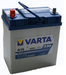 Аккумулятор Varta blue Dynamic 540 127, аккумуляторы Varta A15 blue - 40 Ah, габаритные размеры  187x127x227, пусковой ток 330А, тонкие клеммы