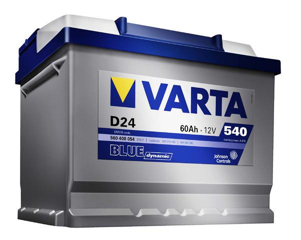 Аккумулятор Varta blue Dynamic 560 408, аккумуляторы Varta D24 blue - 60 Ah, габаритные размеры  242x175x190, пусковой ток 540А