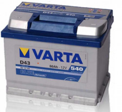 Аккумулятор Varta blue Dynamic 560 127, аккумуляторы Varta D43 blue - 60 Ah, габаритные размеры  242x175x190, пусковой ток 540А