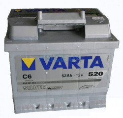 Аккумулятор Varta silver Dynamic 552 401, аккумулятор Varta C6 silver - 52 Ah, габаритные размеры  207x175x175, пусковой ток 520А